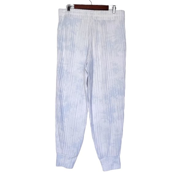 NWT Style & Co Super Soft Ribbed Fuzzy Joggers Light Blue Tie Dye Size XL - Picture 2 of 12